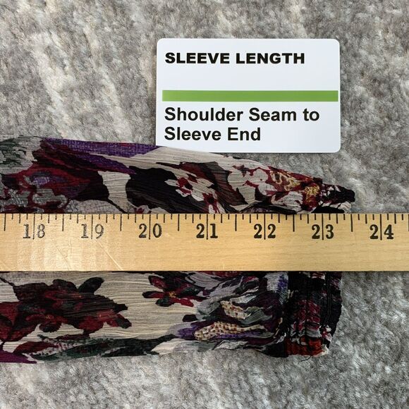 Lucky Brand Top Women M Multicolor Floral Boho Sheer‎ Button-Front Viscose C42 - Picture 11 of 11